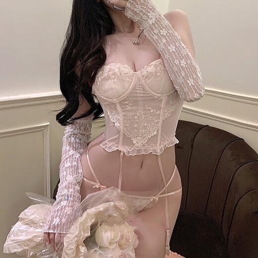 French retro sexy pure lust tank top with small suspenders for inner and outer body shaping waist fishbone bra strapless black night shrimp powder suit top + underwear