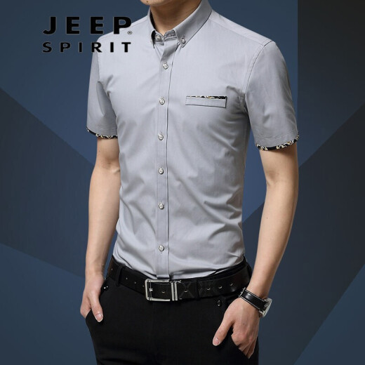 Jeep JEEP short-sleeved shirt men's pure cotton middle-aged plaid shirt summer business casual half-sleeved shirt men's short-sleeved shirt loose plus size top thin wine red XL