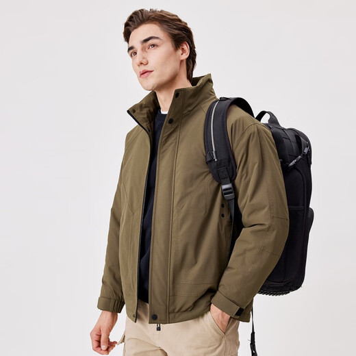 Shanshan thickened stand collar cotton jacket for men in autumn and winter, warm and windproof casual top, executive business men's outerwear jacket, brown L (175) suitable for 130-150Jin Jin equals 0.5 kg