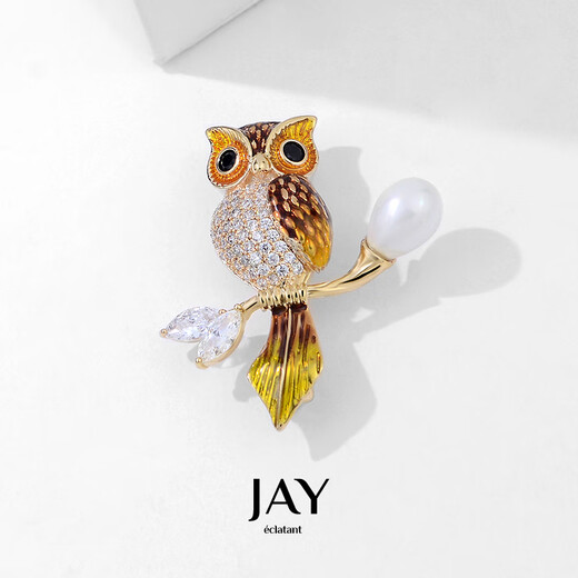 Jay owl brooch women's jewelry corsage as a birthday gift for mother-in-law and elders