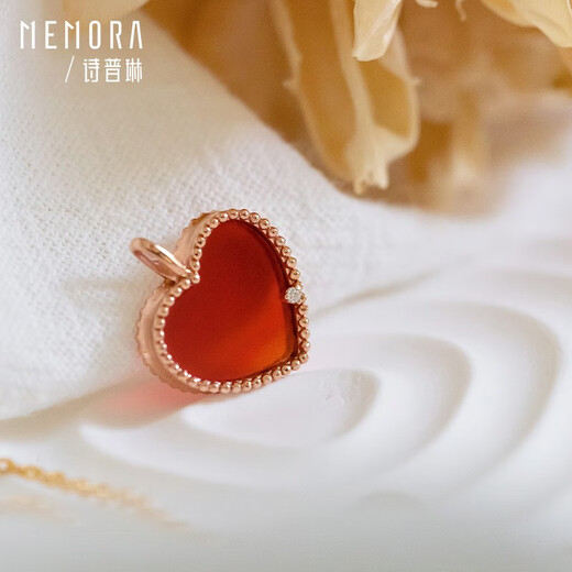 Shipulin rose 18K gold pendant, carnelian heart pendant, diamond heart K gold pendant, carnelian heart pendant