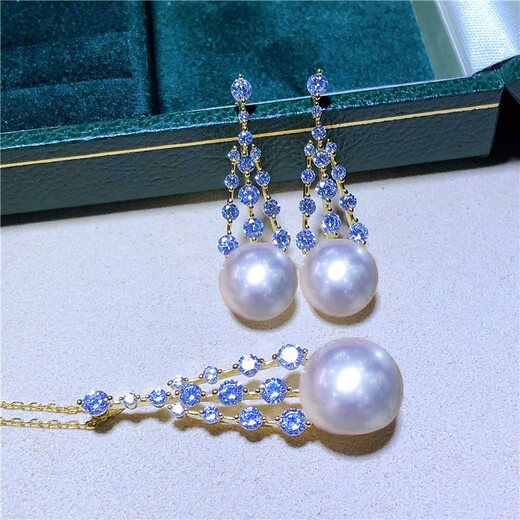 Qianlou Freshwater Pearl Pendant Earrings Set S925 Silver Design Style Bow Highlight Steamed Bun Shape Pendant