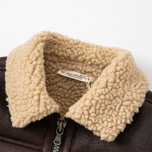 DAVE&BELLA velvet warm autumn and winter boys' jackets, children's outerwear, boys' outerwear, toddlers, brown - N 120 cm (recommended height 110-120cm)