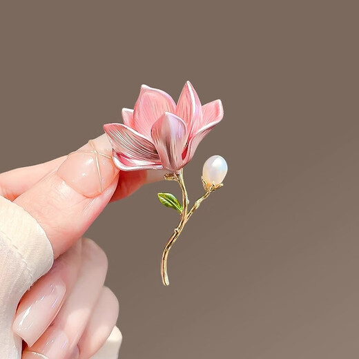 LEMIAO Chinese style elegant and exquisite magnolia brooch new fashion temperament flower pin retro flag Hanfu corsage accessories magnolia brooch B00-302