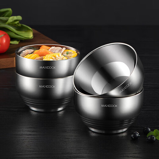 Meichu (MaxCook) 304 Edelstahlschale, Suppenschüssel, doppelte Isolierung, Tafelnudeln Schüssel 13 cm (4 Packs) MCWA702