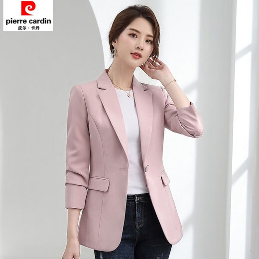 Pierre Cardin pink suit for women 2026 autumn new fashionable small suit top black professional temperament slim jacket pink L 108Jin Jin is equal to 0.5kg 118Jin Jin is equal to 0.5kg