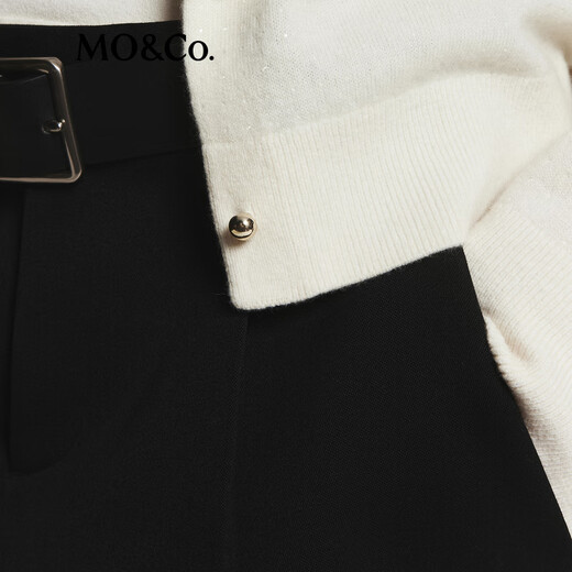 MO&Co. Culottes shorts sheep wool worsted simple pleated low-waist casual pants Moanke black M 165
