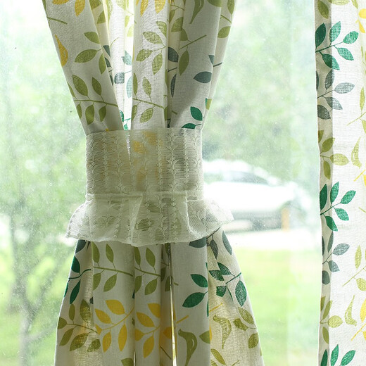 Xiong Jiujiu Door Curtain Curtain Cabinet Curtain Kitchen Curtain Nordic Short Curtain Art Curtain Through Rod Short Curtain Half Curtain Partition Curtain Curtain Bird and Leaf Curtain, Through Rod Tile 140 cm wide * 200 high single piece price