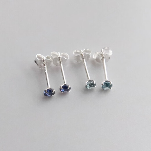 Guanpu Pavilion Fat Donglai quality tanzanite earrings natural 3mm sapphire London blue topaz mini silver gift for girlfriend's birthday Tanzanite blue 3mm | silver pair