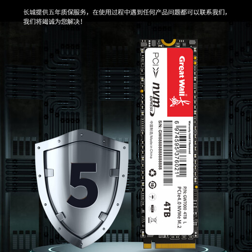 长城（Great Wall）2TB SSD固态硬盘 M.2接口(NVMe协议) PCIe4.0x4 读速高达7300MB/s GW7000系列