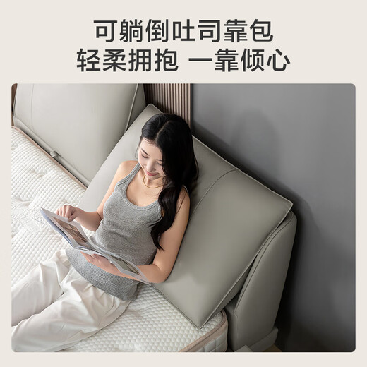 Beidao Bedside Table Made in Tokyo, Modern Light Luxury Style Leather Art Wrapped Large Capacity Double Drawer Storage Cabinet Bedroom Storage Cabinet