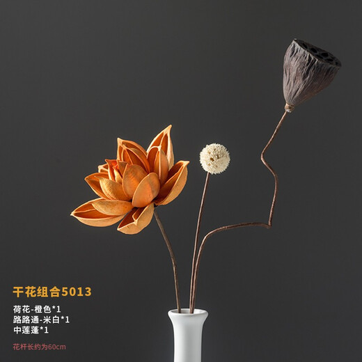 荣弘发干花花束真花装饰摆件荷花风干莲蓬天然莲藕禅意插花中式客厅摆设 干花组合 5012