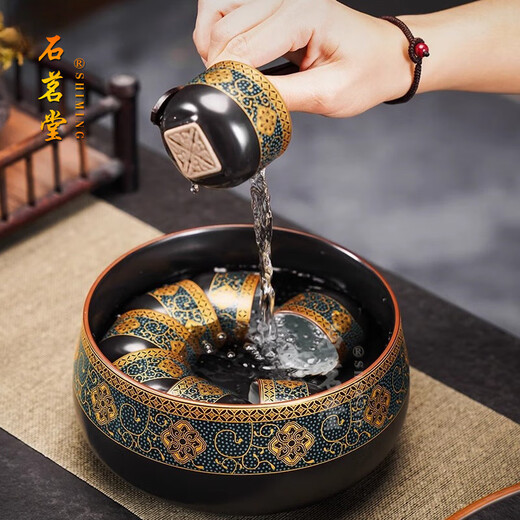Shimingtang light luxury high-end Kung Fu tea set dry brewing small tea tray automatic teapot enamel Liujunzi tea ceremony gift classical coffee automatic tea set + tea tray 17 pieces