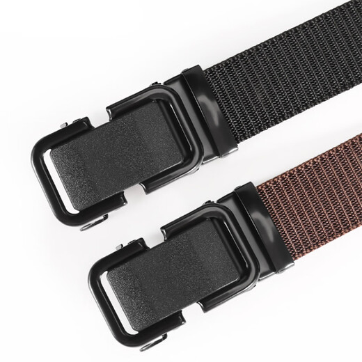 Watson Sheep Men's Belt Canvas Toothless Automatic Buckle Woven Belt Breathable Casual Outdoor Sports Student Military Training Pants Belt Black Automatic Buckle (Length 120cm Width 3.5cm) 120cm