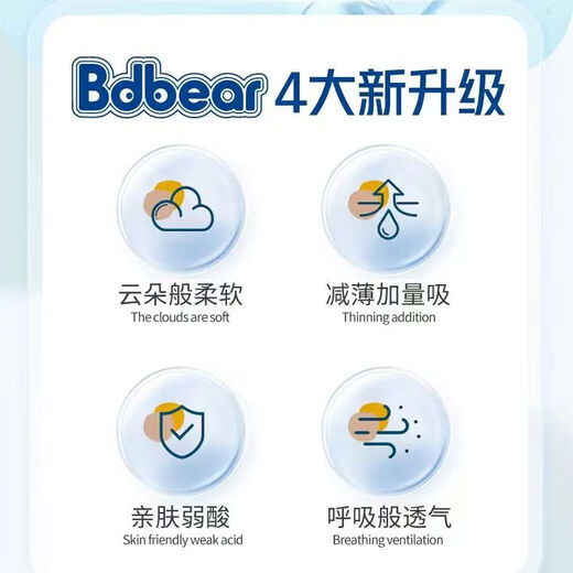 布袋熊纸尿裤轻芯泡泡腰围拉拉裤成长裤柔软舒适干爽轻薄婴儿尿不湿 纸尿裤XXL码52片