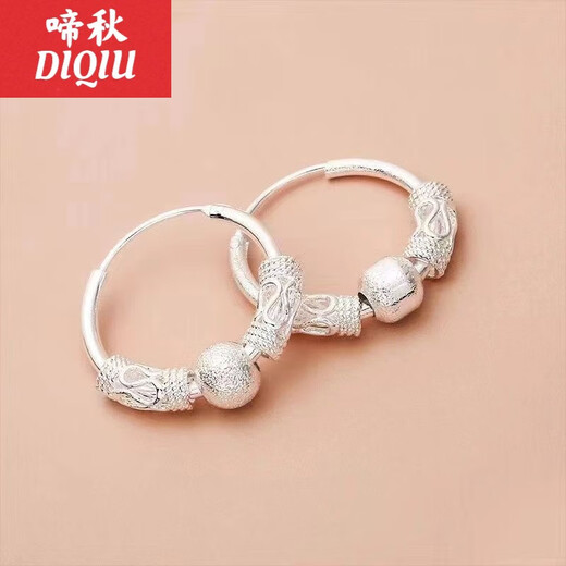 Tiaoqiu s999 sterling silver stud earrings for women 2025 new ear nourishing rings, temperament, high-end, simple, suitable for big faces, slimming temperament, lucky earrings, 2 special packages