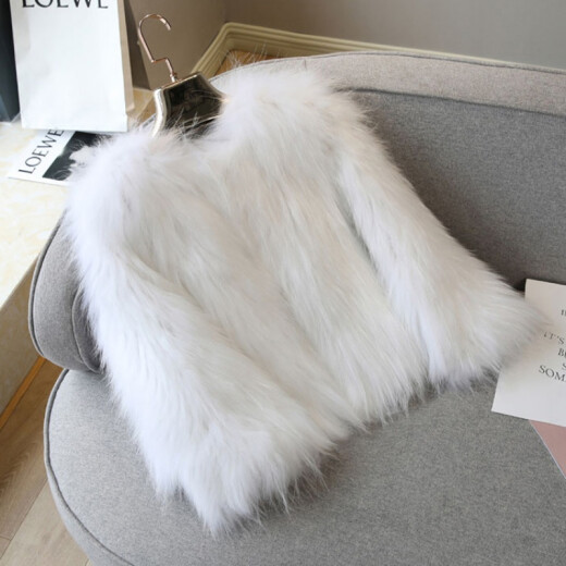 Han Shiyin fur coat women's short winter new style fur one-piece imitation mink Haining slim slim fox fur warm white one size fits all (85-130Jin [Jin equals 0.5 kg])