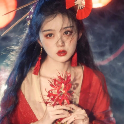 Handmade red Bianhua Manzhu Shahua hairpin with super fairy three-dimensional flowers retro hairpin headwear ancient style Hanfu Red Bianhua hairpin length 15cm