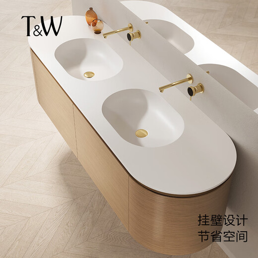 特拉维尔（TW）浴室柜LED镜组合北欧轻奢挂墙镜子民宿酒店卫生间洗漱台洗手台 5012人造石盆+镜+浴柜长180cm