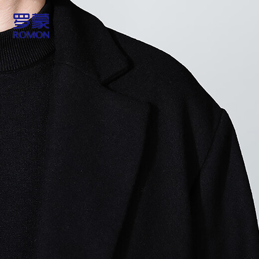 ROMON woolen coat mid-length men's autumn and winter business casual windbreaker men's warm woolen coat 1929 Navy L