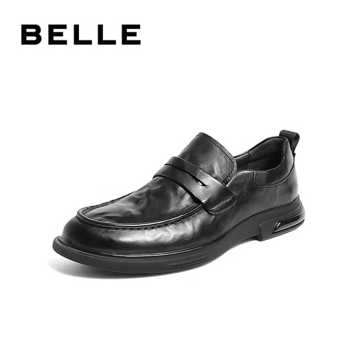 Belle Men's Shoes Business Formal Leather Shoes Shopping Mall Same Style Comfortable Genuine Leather Slip-on Loafers 7WM01AM3 Pre-sale Black 42 (260mm)