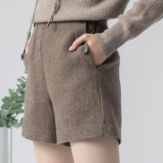 Gloria Xiaoxiangfeng washable wool casual brown shorts women's outer wear three-point pants 10CL1A380 86Y brown 28