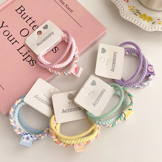 Jiuvia headband does not hurt the hair, high elasticity and durability, rubber band, ponytail hair tie, durable hair rope headwear JYFQ129 blue 3-piece set