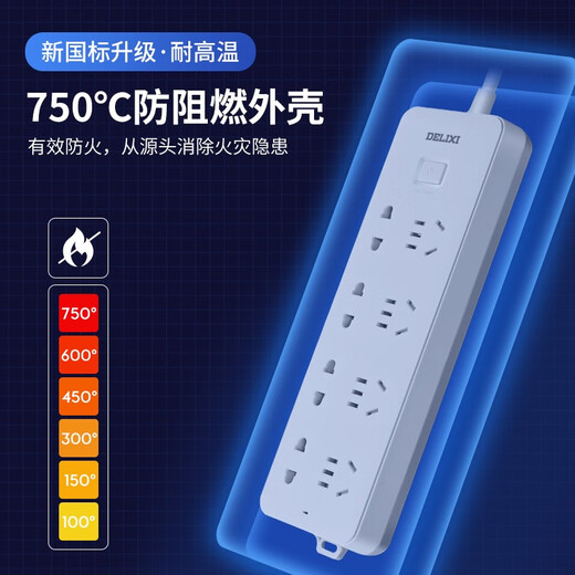 Delixi (DELIXI) national standard socket/socket strip/socket strip/socket board/pull line board/socket line board 3-position combination total control 1.8 meters