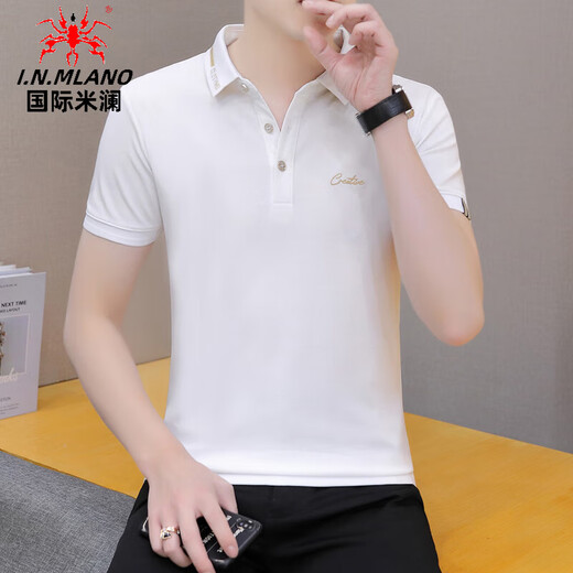 国际米澜轻奢高端夏季男士翻领polo.衫短袖t恤凉感休闲上衣服潮牌商务半袖 683#(烟灰) 175/XL码 推荐【130-155斤】
