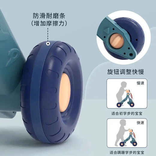 
Kairuishi (Kairuishi) walker cart toy baby walker for 6-18 months to learn to walk and prevent rollover. Battery version: adjustable speed + weight gain + water tank blue