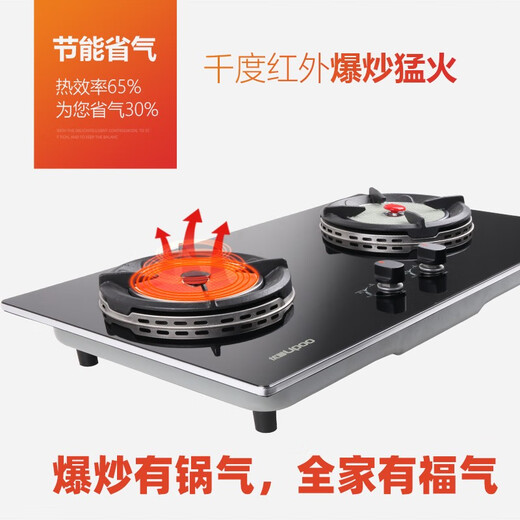 优普台嵌两用煤气灶大开孔尺寸红外线灶燃气灶双灶红外聚能灶家用液化气天然气九腔九头鸳鸯猛火灶 纯平款聚能圈款H9221 液化气