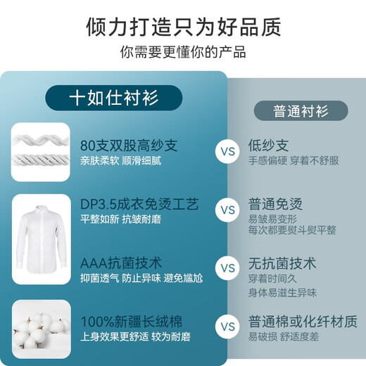 Shirushi shirt men's long-sleeved high-end white shirt pure cotton high count no-iron anti-wrinkle business casual formal wear 301 dove gray slim version one size fits all 41/84 175/96A