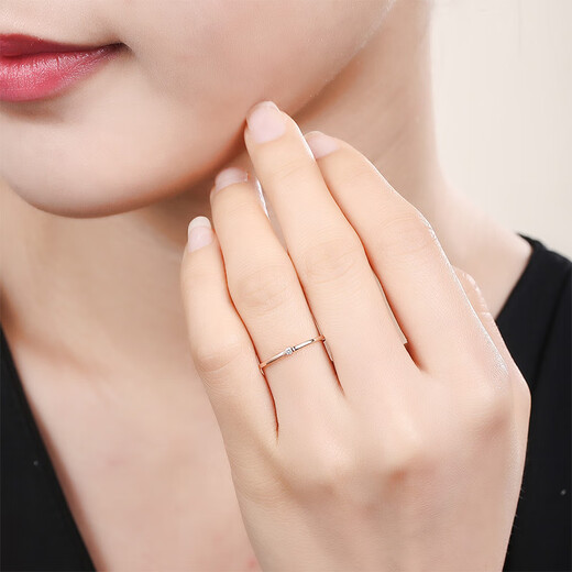 Saturday Fortune 18k gold diamond ring women's simple single diamond rose gold diamond ring KIDB021814 No. 14 birthday gift