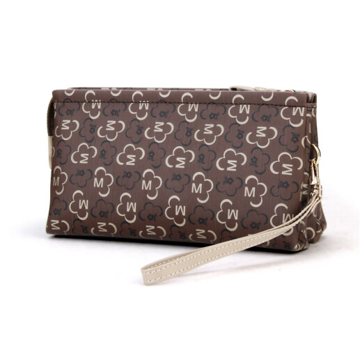 Mengtejiao women's large-capacity clutch bag printed double-layer hand bag women's fashionable women's bag small bag women's mobile phone bag gift R5222018412 brown gift for lover or girlfriend