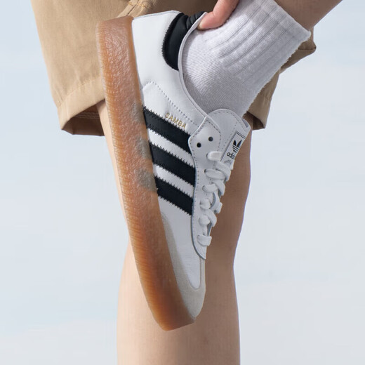 阿迪达斯（adidas）休闲鞋女鞋夏季新款三叶草运动鞋Samba厚底低帮板鞋 JI1349白色生胶底 36 (220mm)