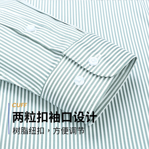 Shanshan Lyocell long-sleeved shirt men's no-iron anti-wrinkle business casual striped shirt green stripe 41