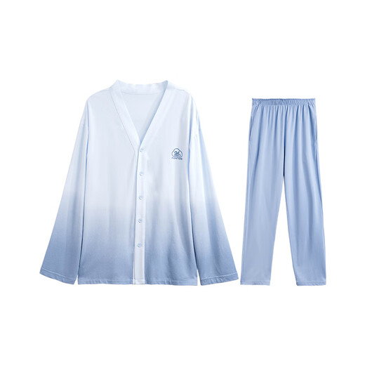 Fenton Pajamas Fan Chengcheng's same style Star's same style V-neck long-sleeved cardigan antibacterial home wear set Starry Sky Orchid - Men's XL