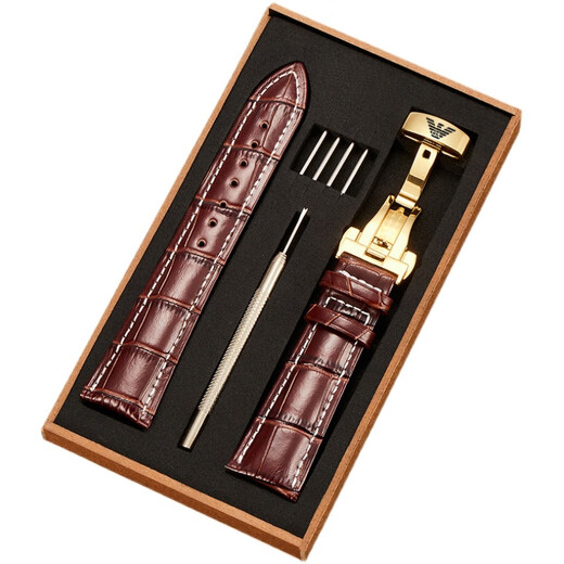 Suitable for Armani watch strap original genuine leather AR1981 2447 2433 60008 Black Warrior strap AMN-black black line + silver pin buckle 22mm