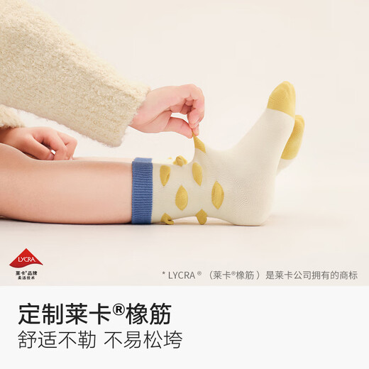 Cotton Bamboo House Children's Socks Pure Cotton 7A Antibacterial Stockings Baby Boys Teenagers Cotton Socks Autumn and Winter Boys Mid-Stocks Ivory White + Yellow + Light Gray + Denim Blue 4 Pairs 3-5 Years Old Recommended Foot Length 16-18cm