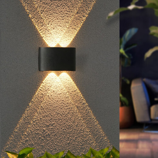 Yilin outdoor wall lamp up and down light-emitting exterior wall lamp minimalist led outdoor lighting double-head courtyard waterproof wall lamp B15-6W three-color dimming W+WW