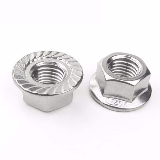 Jishuo 304 stainless steel flange nut/DIN6923 hexagonal flange cap anti-slip nut M4/M5 M20 M12 1 piece