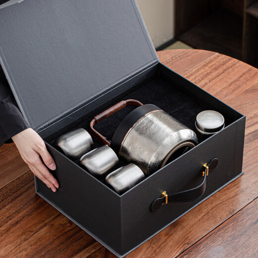 Pritea pure titanium handle teapot large capacity tea set gift box stuffy teapot teacup high-end light luxury gift to the elders pure titanium handle tea set