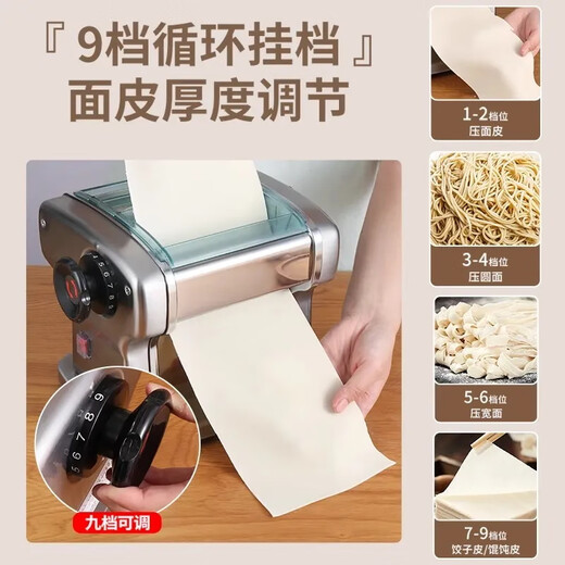RSRDDY noodle press household electric noodle machine small fully automatic commercial stainless steel multi-function noodle rolling machine ordinary 135 watt aluminum wire noodle press + 2 kinds of noodles