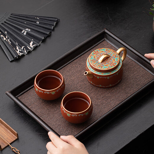 SUSHI CERAMICS purple clay pot Dunhuang Baoxianghua one pot two cups teacher Chen Guozai's work gift box holiday souvenir