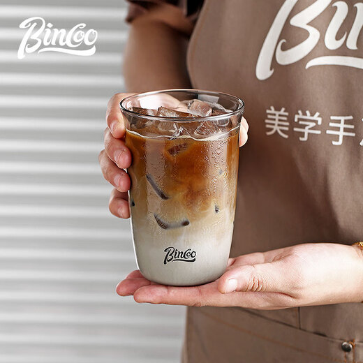 Bincoo Black Warrior glass latte ice American milk cocktail coffee cup heat-resistant cup latte art