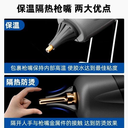 Renjuyi customized industrial-grade high-power hot melt glue gun for home use, high viscosity and powerful, large digital display adjustable, Chintaizhou top 50 brand digital display temperature adjustment model, extra large 500W pure copper gun nozzle 6