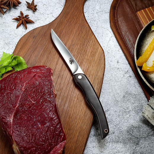 三本盛日本进口水果刀家用折叠小刀牛排刀多功能刀露营便携随身野餐刀具 日本爱知AUS8：知者·折叠水果刀