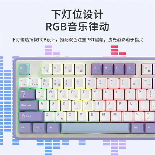 黑爵AK870/生死狙击2定制三模热插拔无线机械键盘Gasket游戏电竞键盘客制化键盘RGB下灯位 飞鱼轴 渐变侧刻黑色