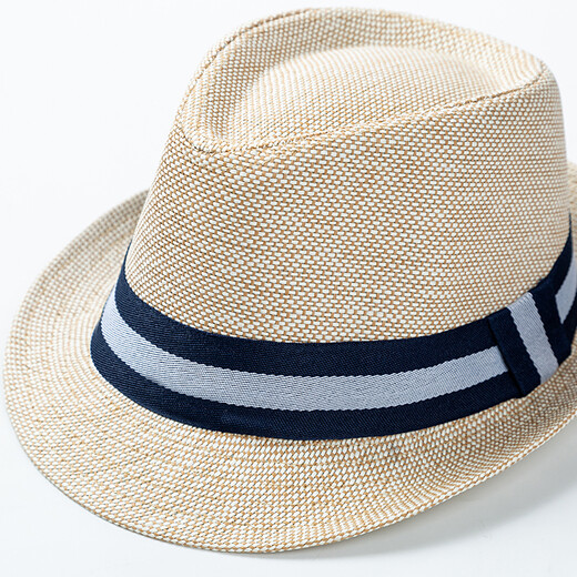 BILLSURF Straw Hat Men's Summer Travel Sun Hat Women's Top Hat Seaside Vacation Hat Travel Sun Protection Sun Hat Jazz Hat Gentleman Top Hat Spring and Summer Khaki Adult One Size