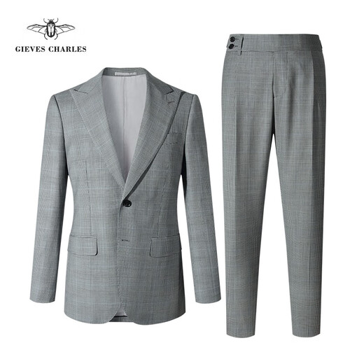 GIEVES CHARLES men's Welsh plaid 130 wool high-end business casual suit slim fit Welsh plaid 48